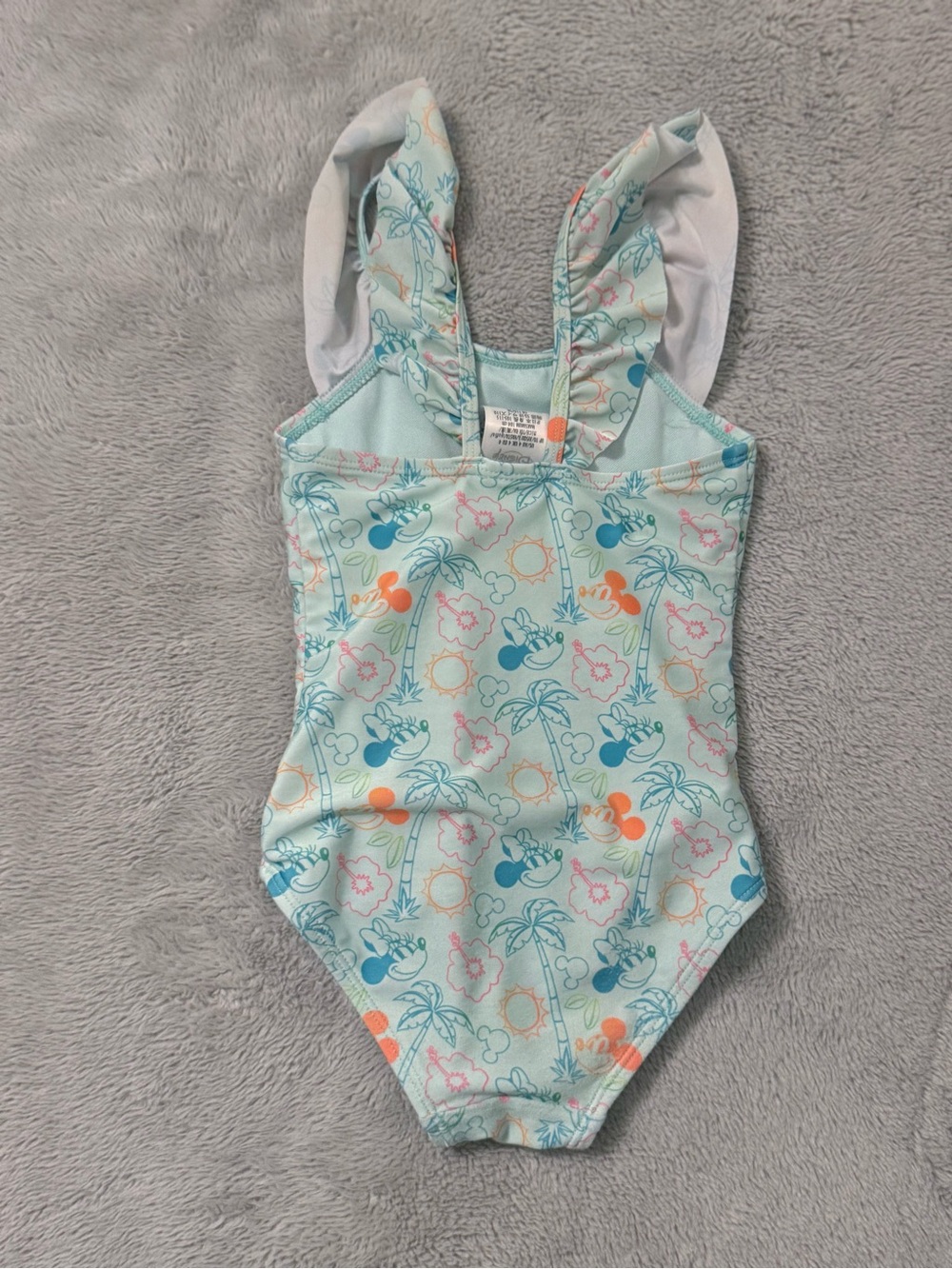 Disney Size 4 Girls Minnie & Mickey Mouse Tropical Ruffle One-Piece Swimsuit